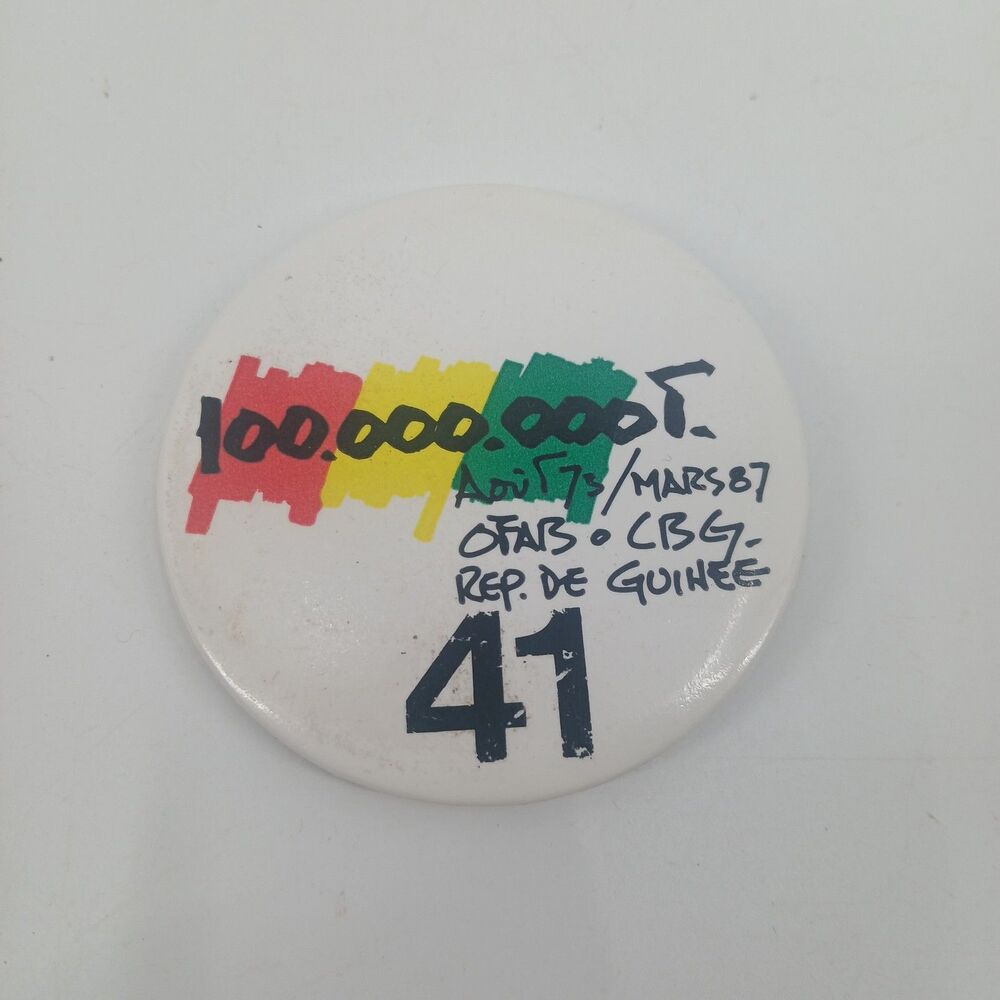 Vintage 100,000,000 Graphic Round Pinback Button Badge Pin #41